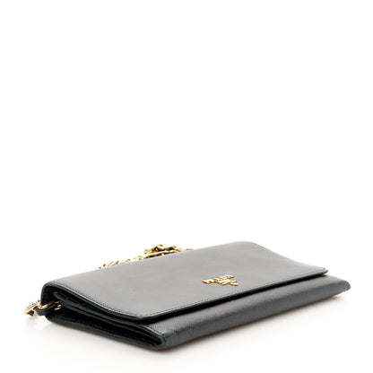 Prada Saffiano Metal Oro Chain Wallet Black 4 of 11
