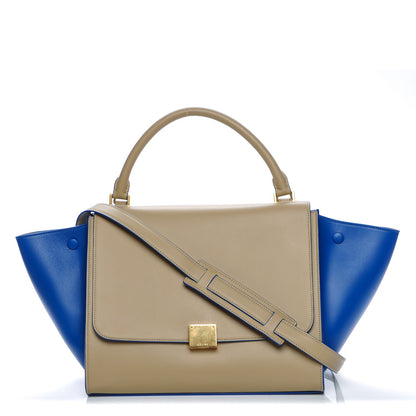 Celine Satin Calfskin Medium Bi-Color Trapeze Bright Blue 1 of 5