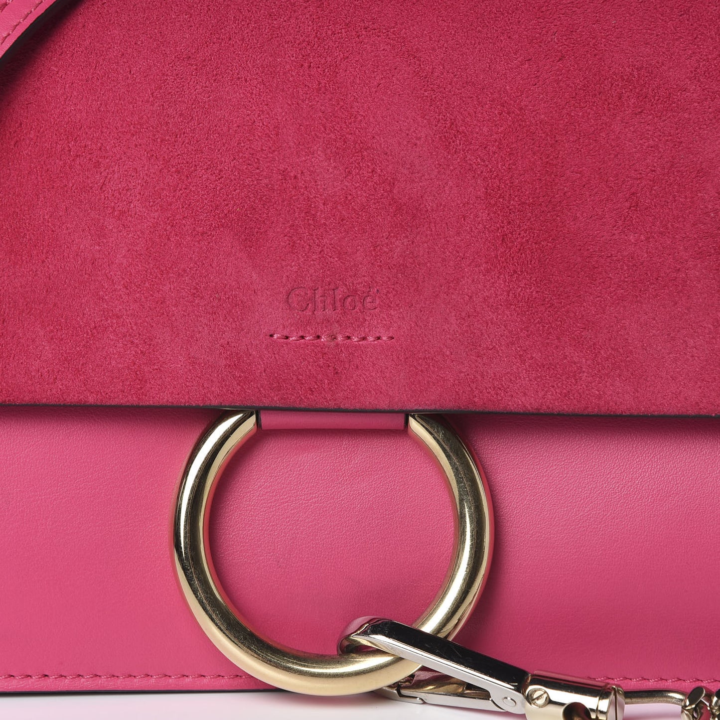 Suede Calfskin Small Faye Shoulder Bag Fuchsia Rose