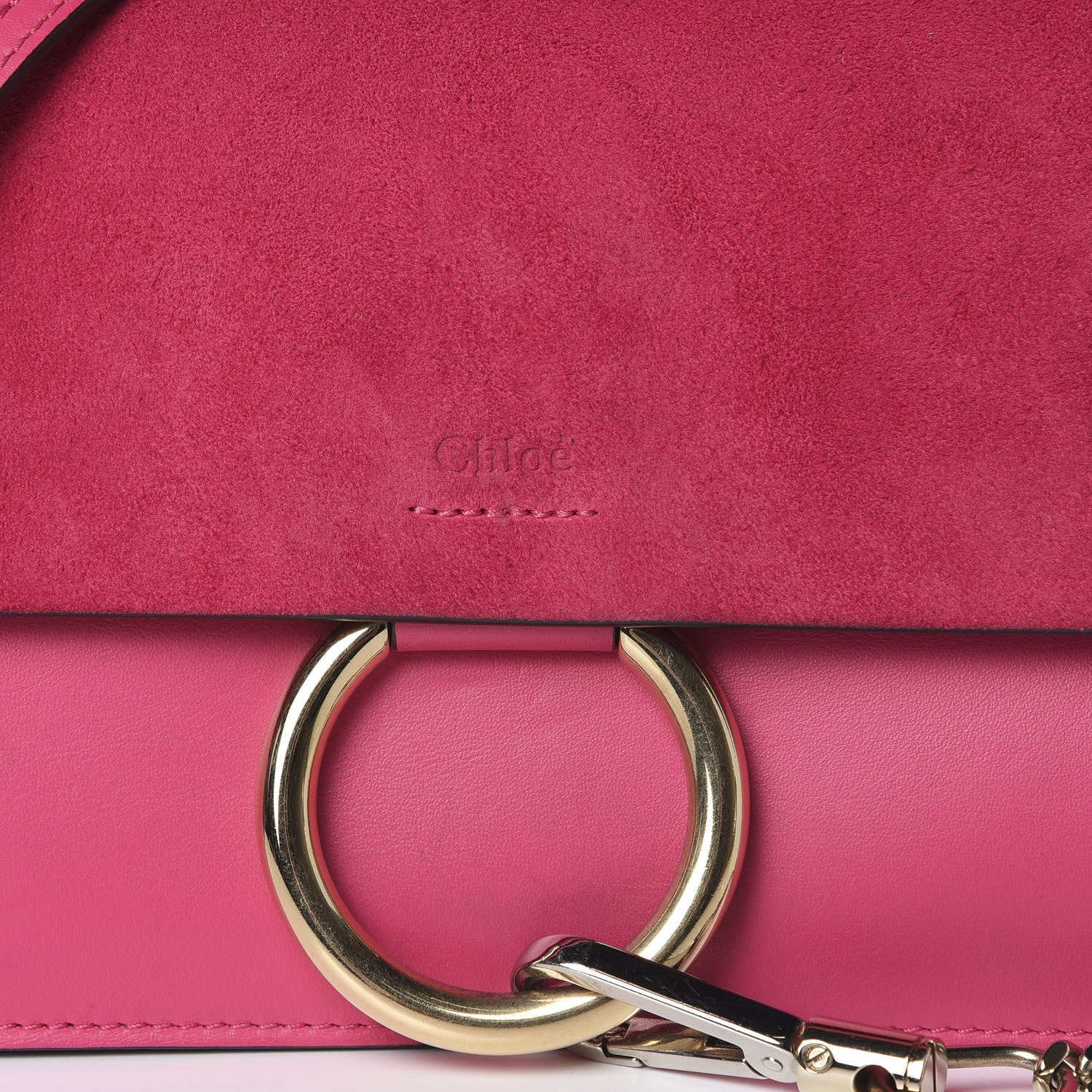 Chloe Suede Calfskin Small Faye Shoulder Bag Fuchsia Rose 8 of 16