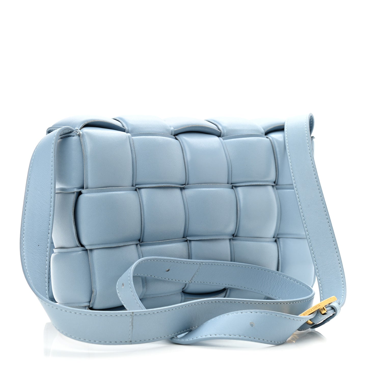 Nappa Maxi Intreccio Padded Cassette Crossbody Bag Ice