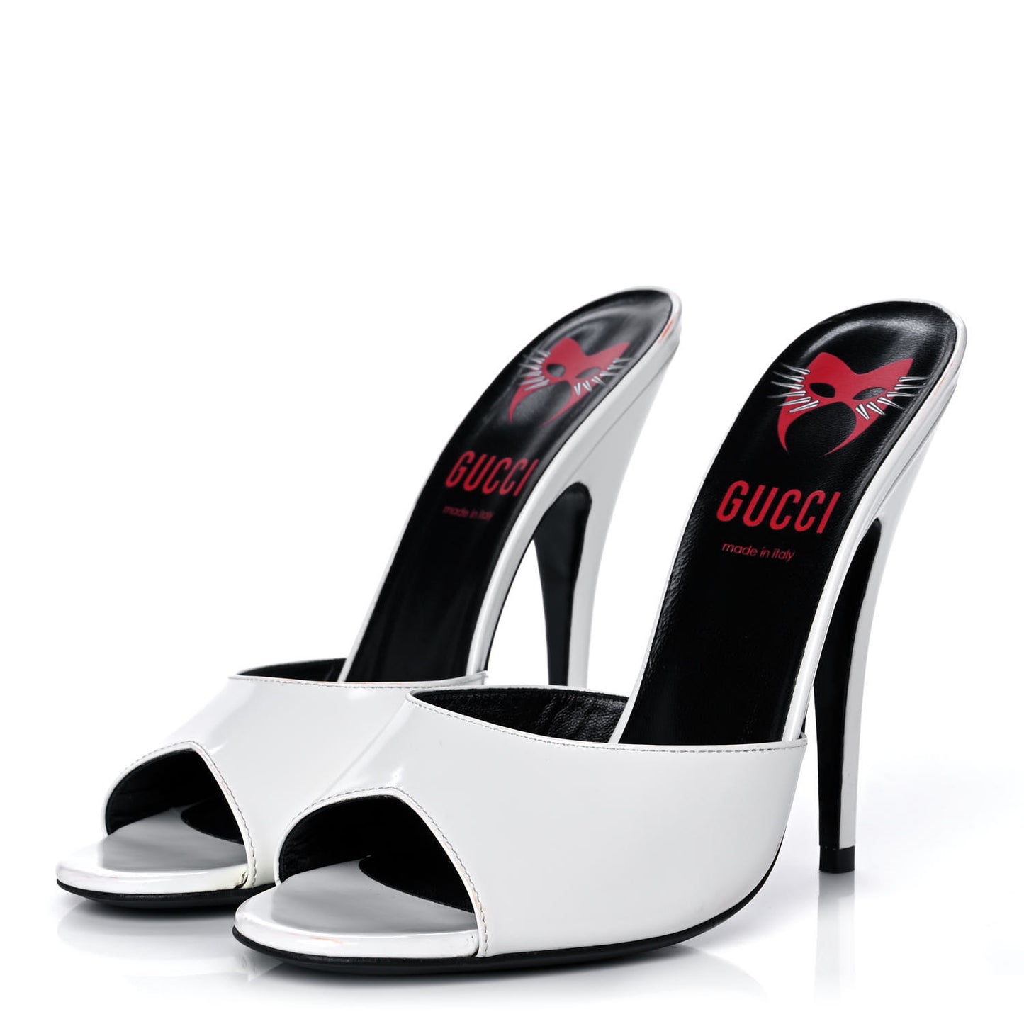 Polished Calfskin Scarlet High Heel Slide Sandals 38.5 Great White
