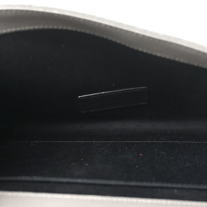 Saint Laurent Grain De Poudre Matelasse Chevron Monogram Envelope Clutch Fog 5 of 11