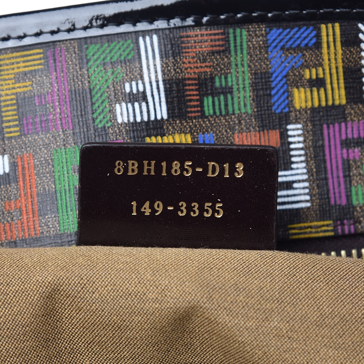 Fendi Zucca Spalmati Patent Zucchino Screen Print Medium Roll Tote Tobacco Multicolor Black 9 of 10