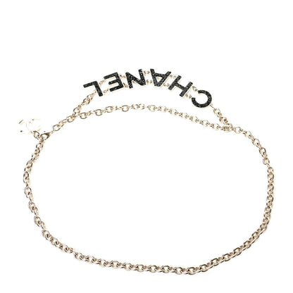 Chanel Crystal Logo Chain Belt Gold Black 2 of 3