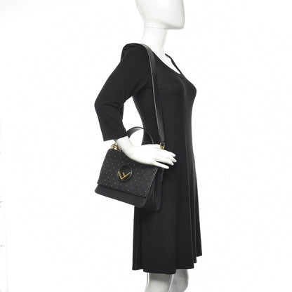 Fendi Vitello Liberty F is Studded Kan I Shoulder Bag Black Gold 2 of 9
