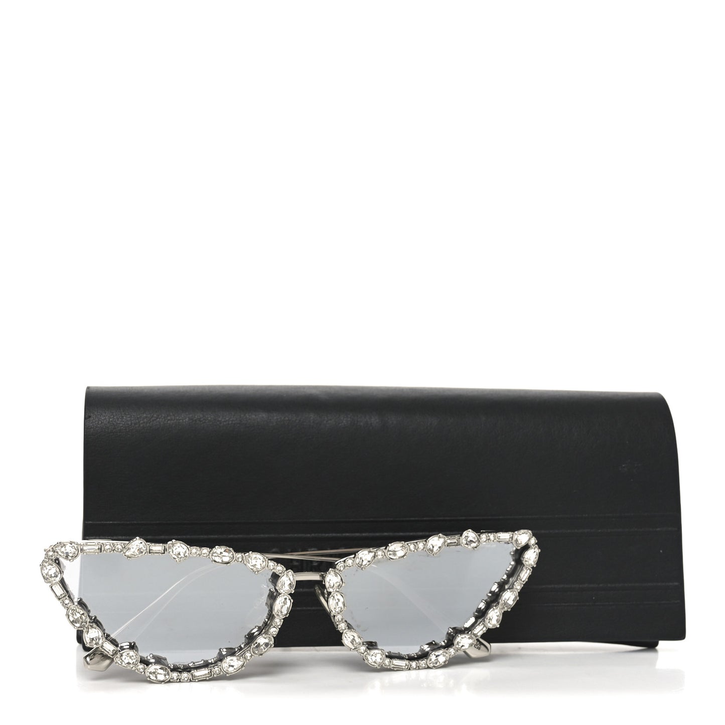 Metal Crystal MissDior B1U Butterfly Mirror Sunglasses Silver