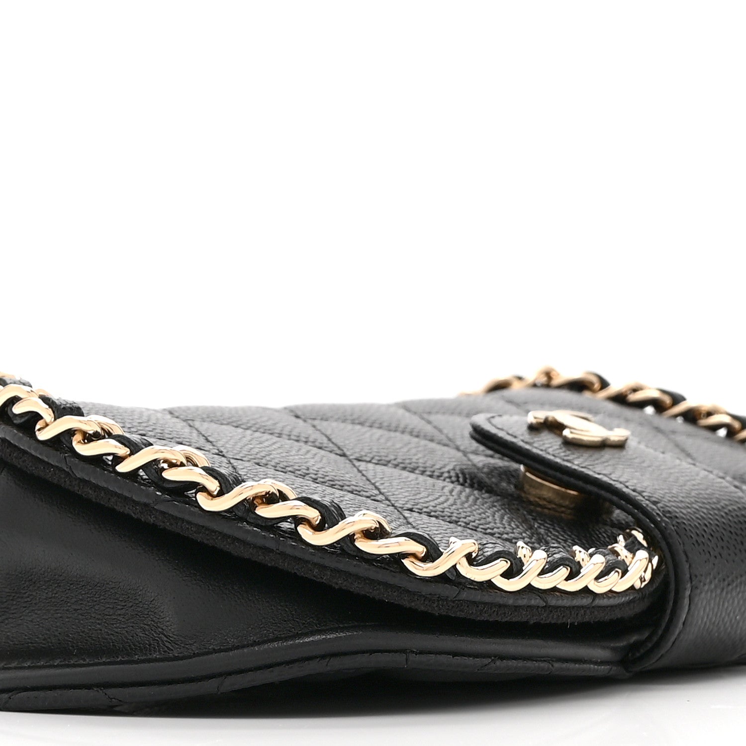 Chanel Caviar Quilted Chain Glasses Case Black 9 of 10