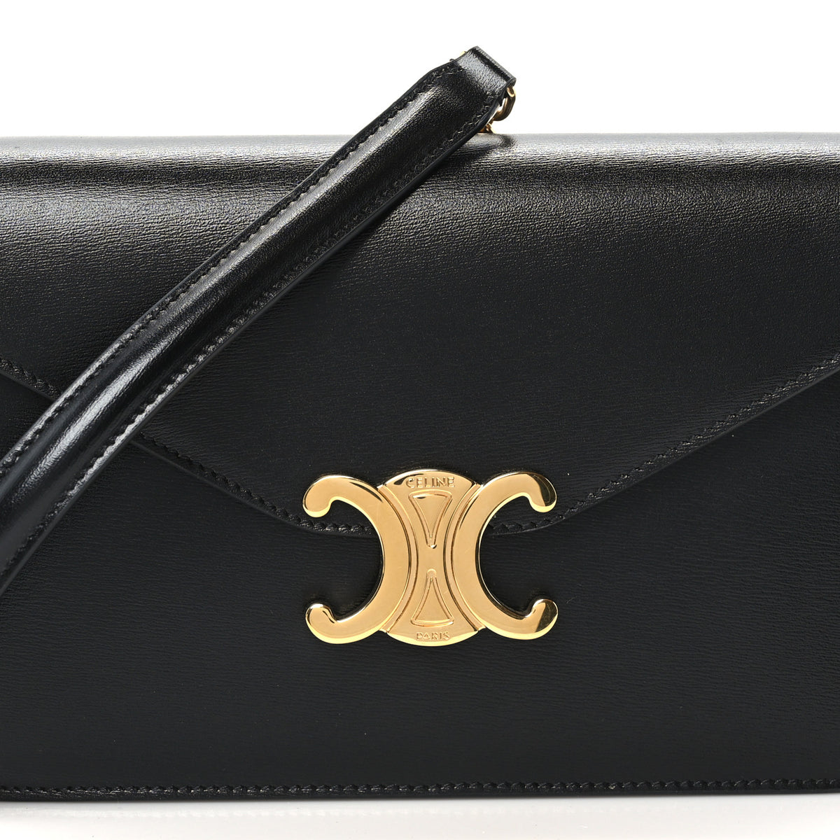 Celine Shiny Calfskin Triomphe Margo Wallet on Chain Black 7 of 9
