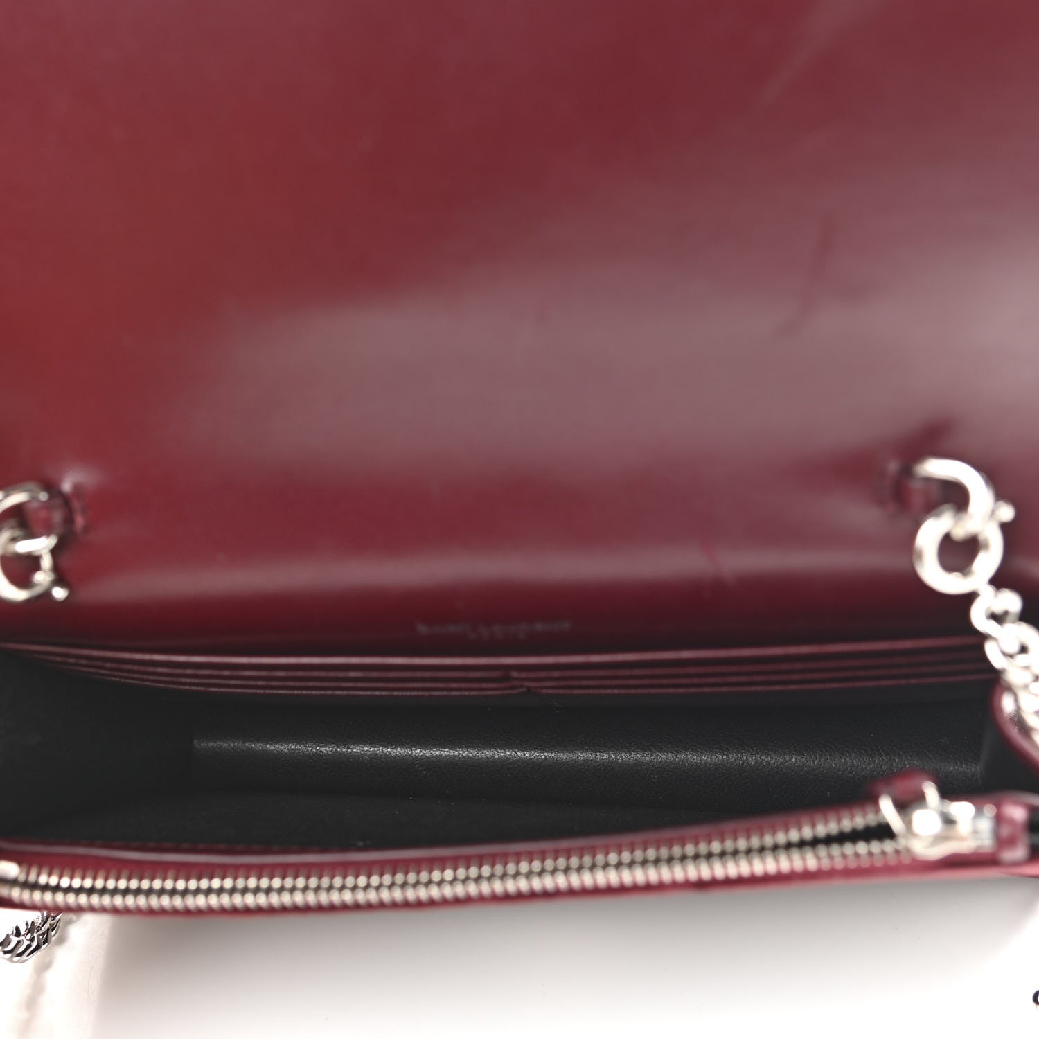 Saint Laurent Velvet Crystal Monogram Kate Tassel Shoulder Bag Burgundy 5 of 13