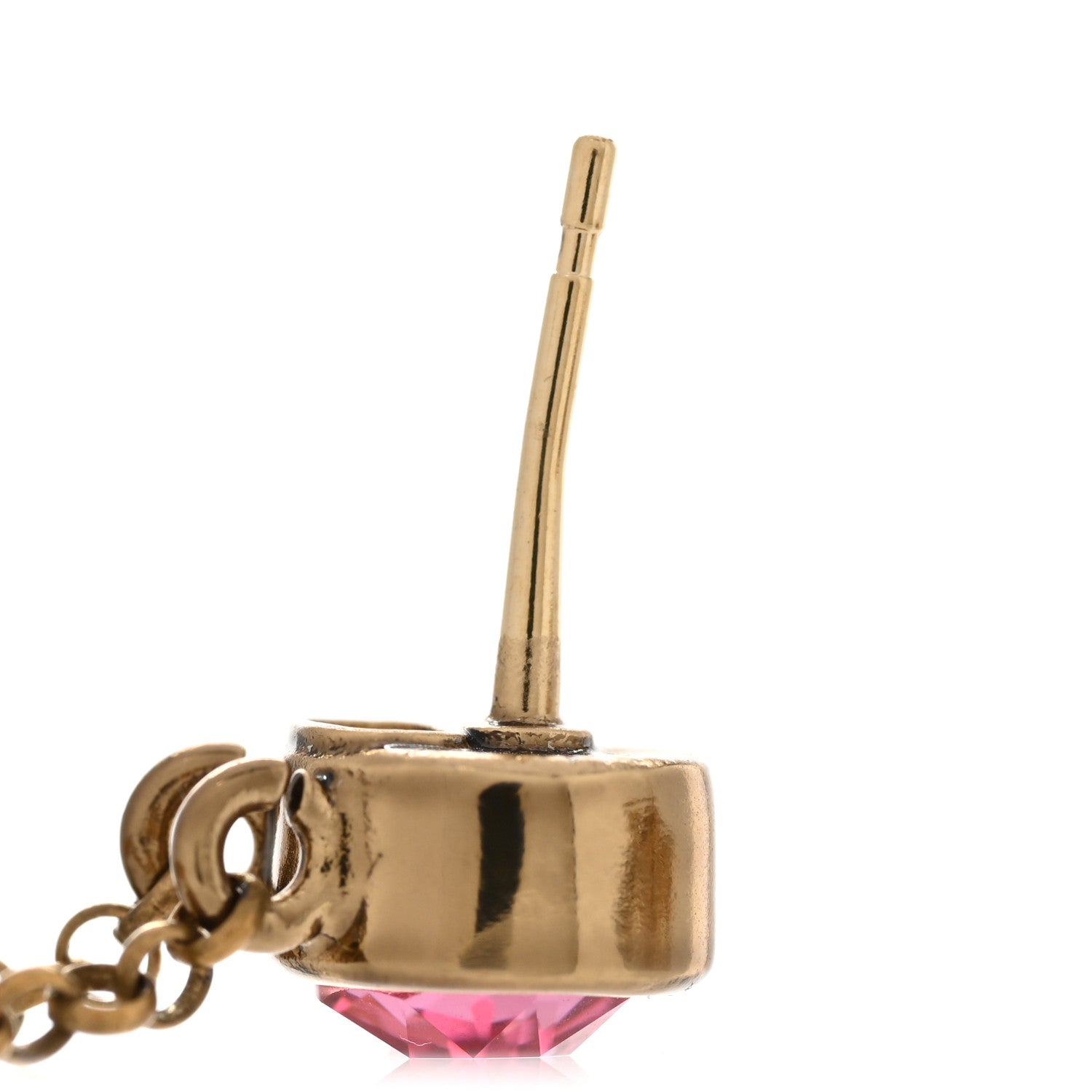 Chanel Pearl Crystal CC Heart Drop Earrings Gold Multicolor 5 of 5