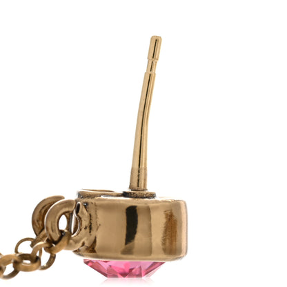 Chanel Pearl Crystal CC Heart Drop Earrings Gold Multicolor 5 of 5