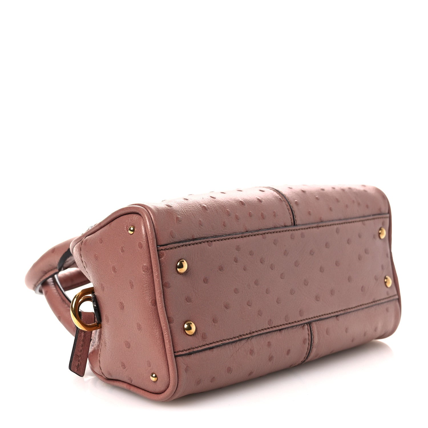 Chloe Buffalo Ostrich Effect Small Charms Bowling Bag Nougat 4 of 10