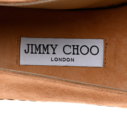 Jimmy Choo Suede Calfskin Crystal Embellished Dru Espadrilles 38 Beige 7 of 9