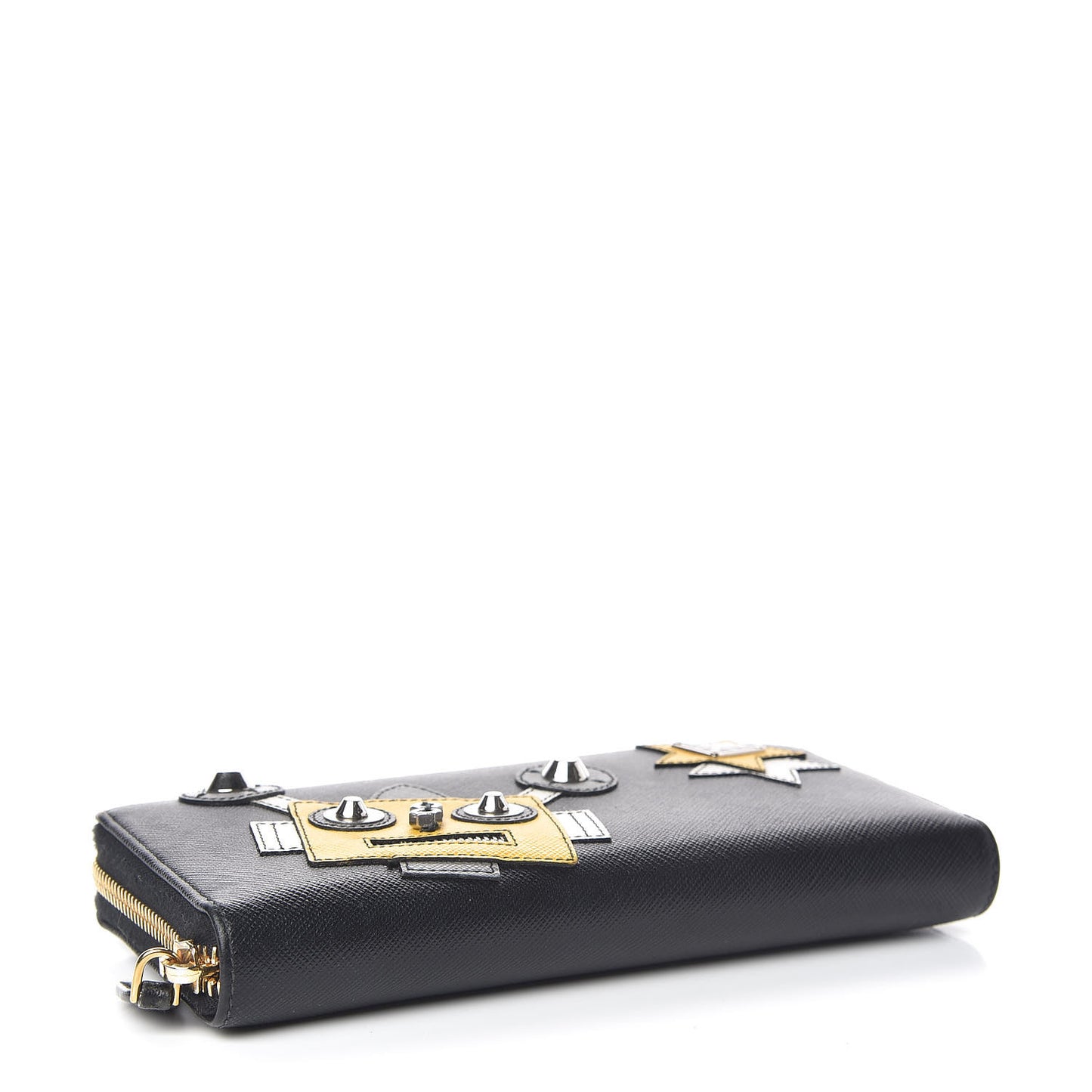 Saffiano Robot Continental Zip Around Wallet Black