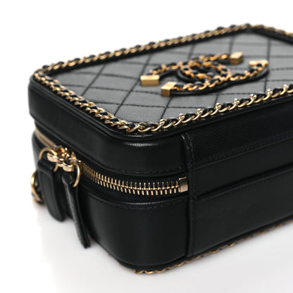 Chanel Goatskin Quilted Small CC Filigree Vanity Case Black 9 of 10