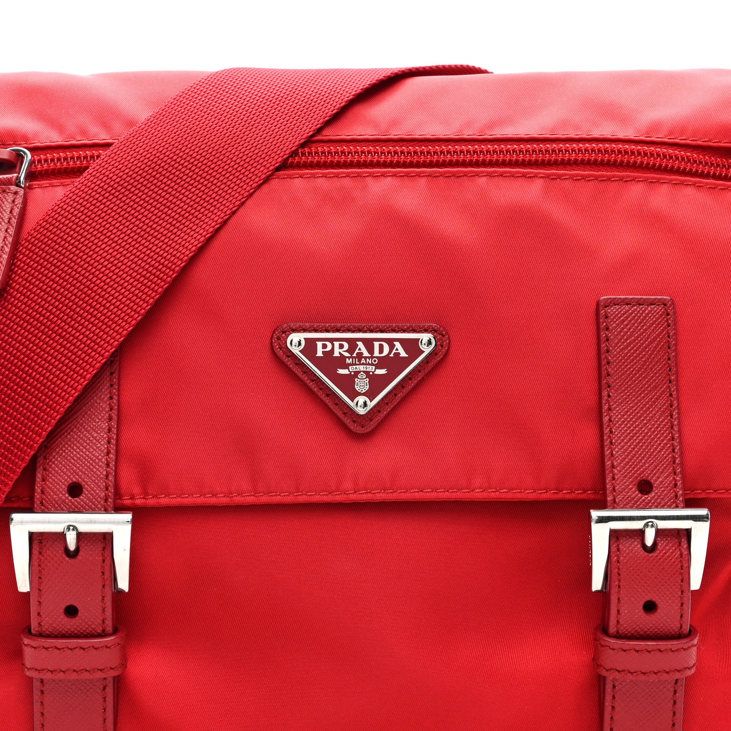 Tessuto Nylon Saffiano Messenger Bag Rosso
