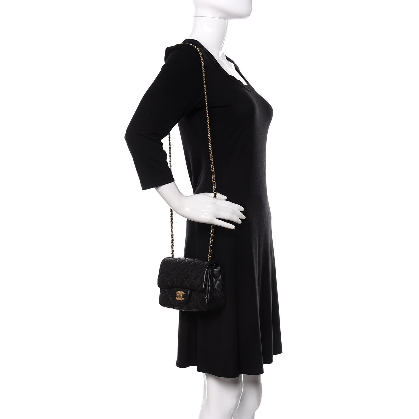 Lambskin Quilted Mini Pearl Crush Flap Black