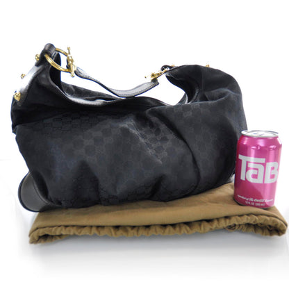 Gucci Monogram Large Jockey Hobo Black 3 of 8