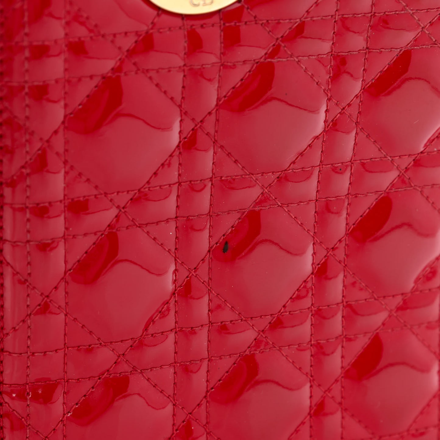 Patent Cannage Medium Lady Dior Red