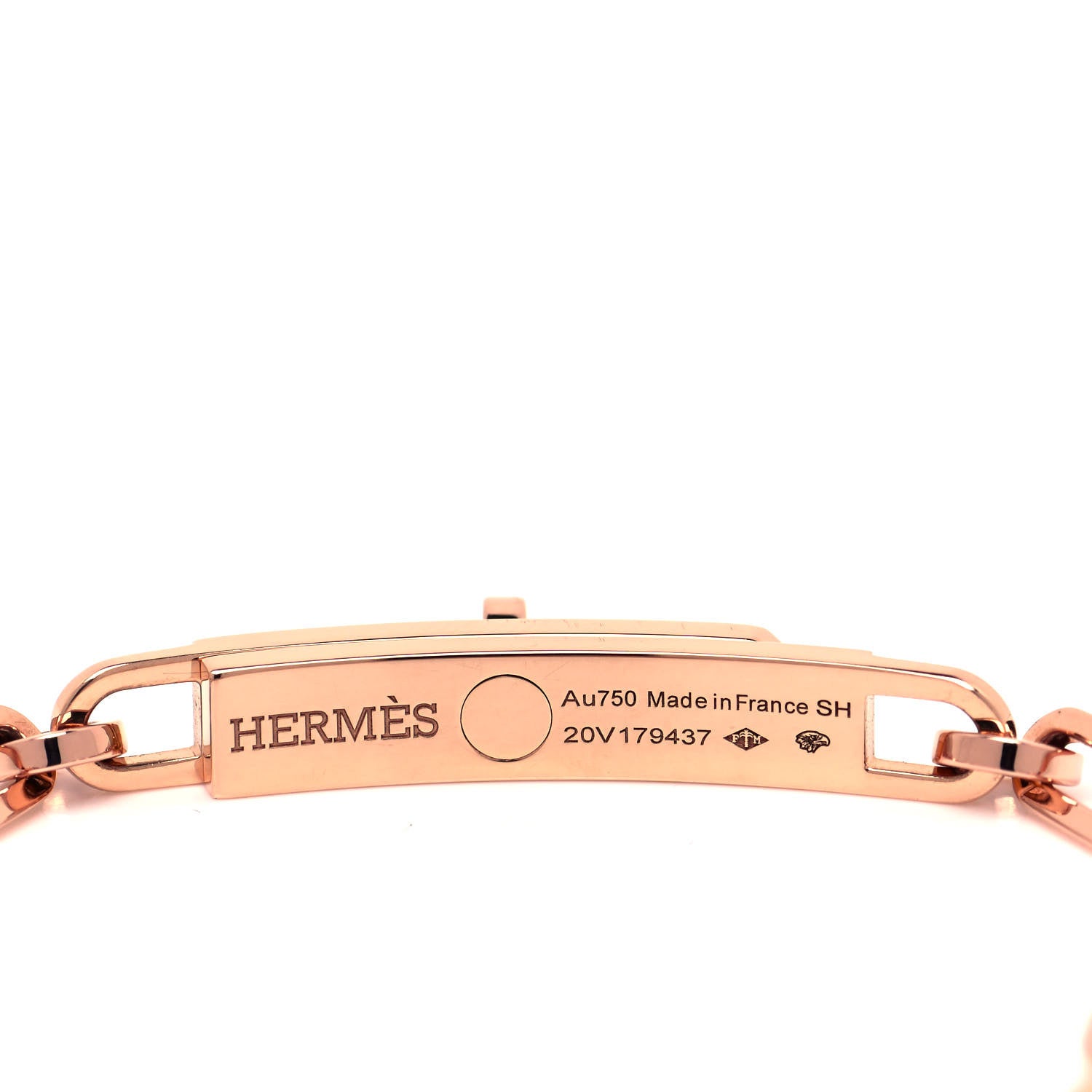 Hermes 18K Rose Gold Diamond Pave PM Kelly Chaine Bracelet SH 4 of 4