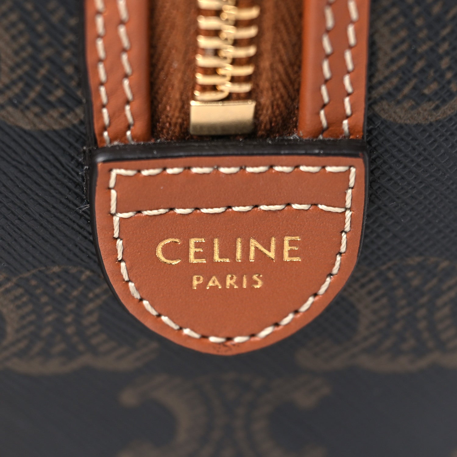 Celine Triomphe Canvas Calfskin Small Boston Bag Tan 6 of 10