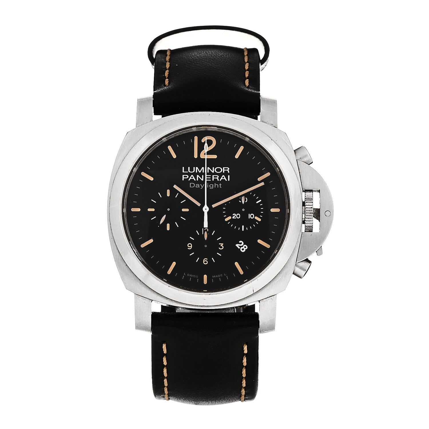 Panerai Stainless Steel Calfskin 44mm Luminor Daylight Chronograph Automatic Watch Black PAM00356 1 of 4