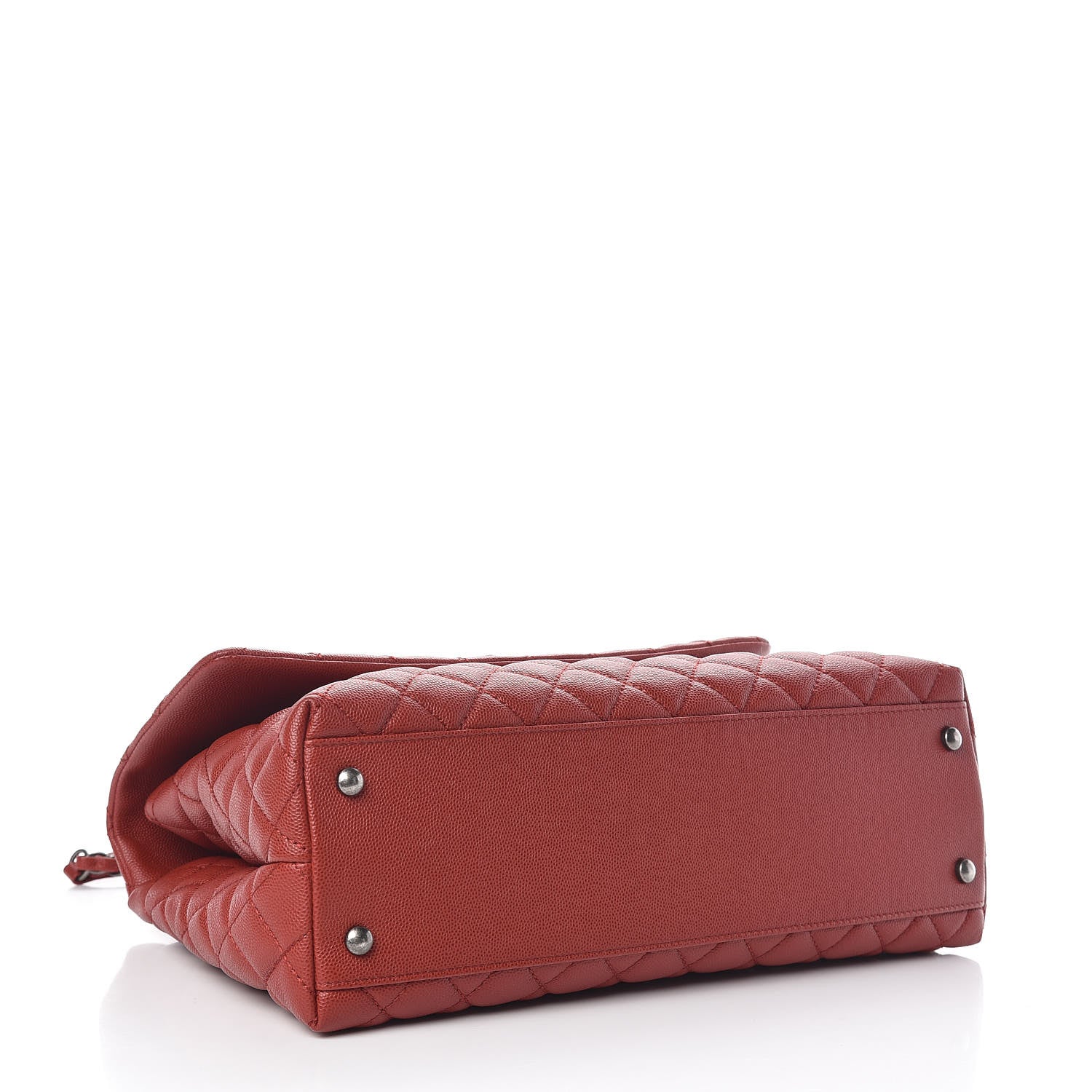 Chanel Caviar Quilted Medium Coco Handle Flap Dark Red 4 of 10