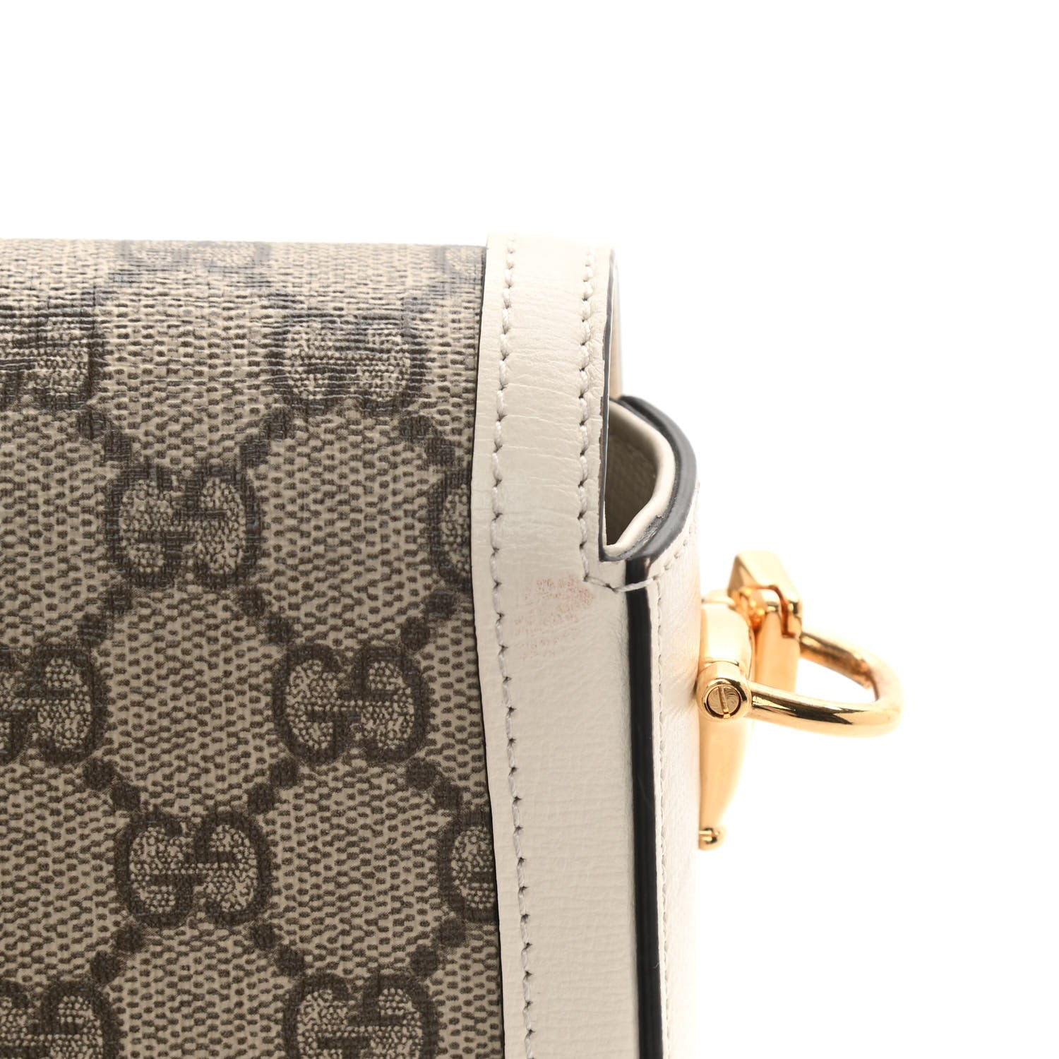 Gucci GG Supreme Monogram Web Mini Horsebit 1955 Shoulder Bag Beige Mystic White 12 of 12