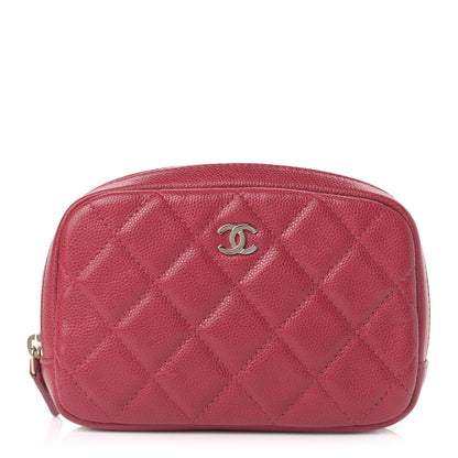 Chanel Caviar Quilted Small Curvy Pouch Cosmetic Case Red 1 of 14