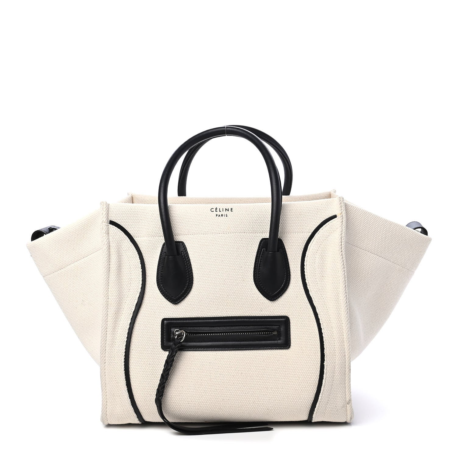 Celine Cotton Canvas Medium Phantom Luggage White Black 1 of 11