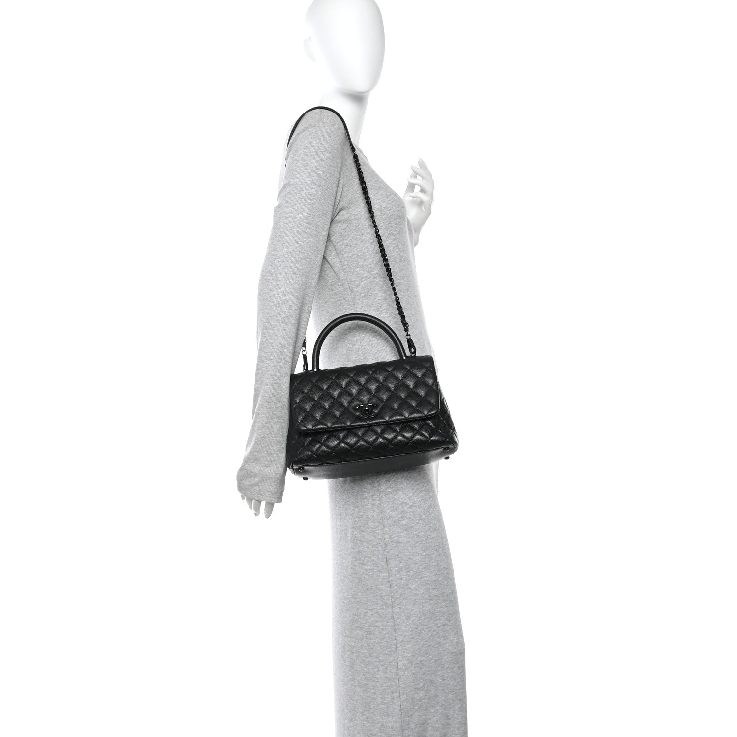 Chanel Caviar Quilted Small Coco Handle Flap So Black 2 of 10