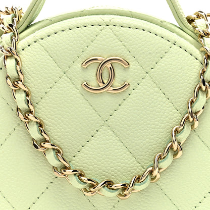 Chanel Caviar Quilted Round Handle With Care Vanity With Chain Light Green 8 of 11