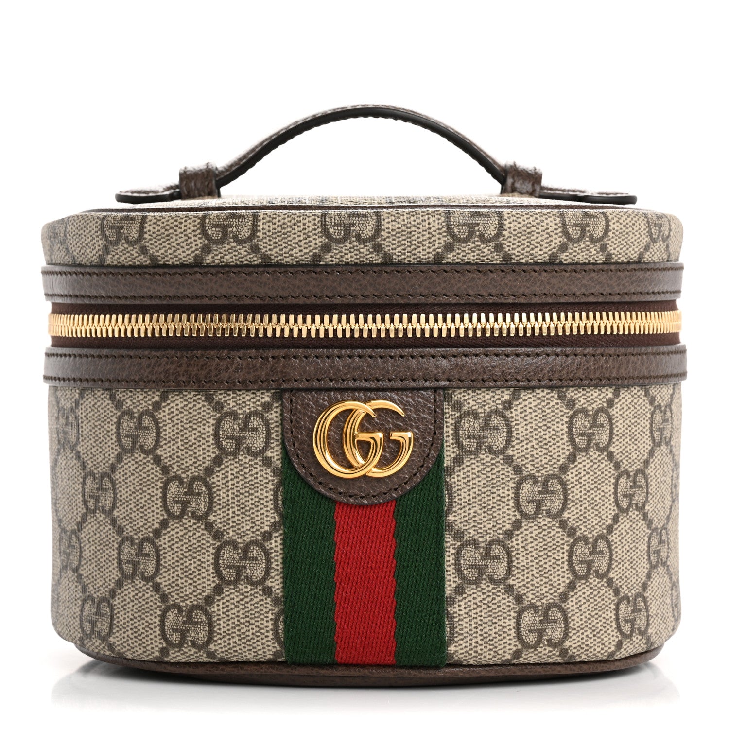 Gucci GG Supreme Monogram Textured Calfskin Web Ophidia Vanity Cosmetic Case Beige Ebony New Acero 1 of 7