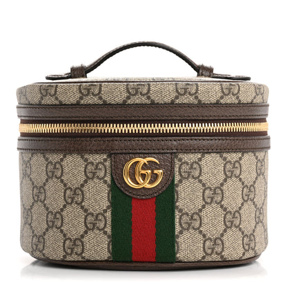 Gucci GG Supreme Monogram Textured Calfskin Web Ophidia Vanity Cosmetic Case Beige Ebony New Acero 1 of 7