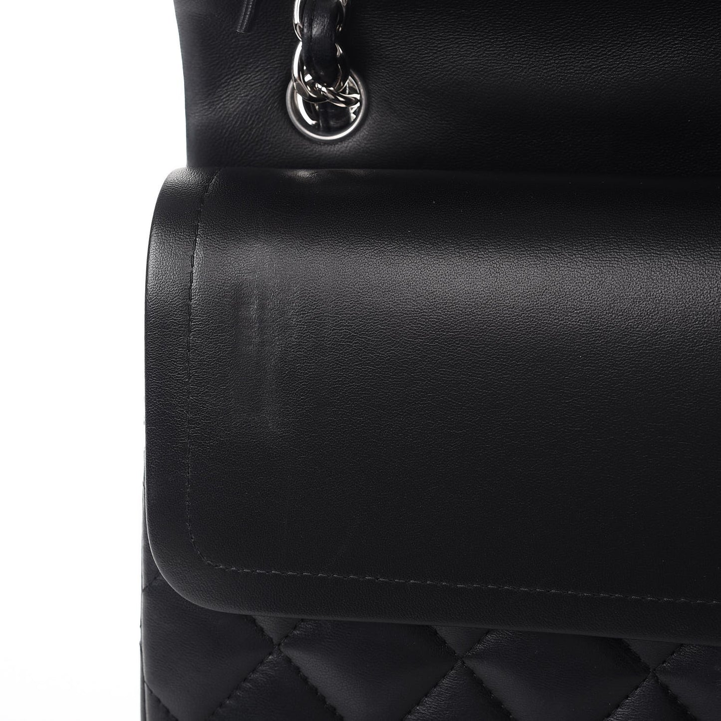 Lambskin Quilted Jumbo Double Flap Black