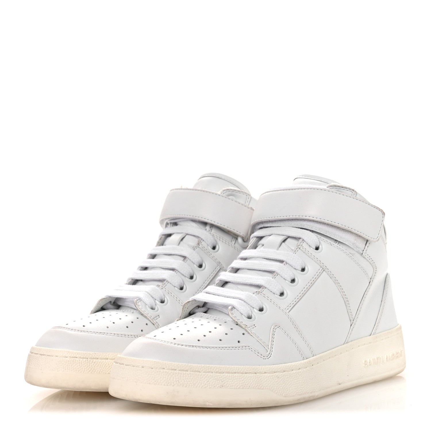 Saint Laurent Calfskin Lax Mid Top Sneakers 39 White 4 of 16