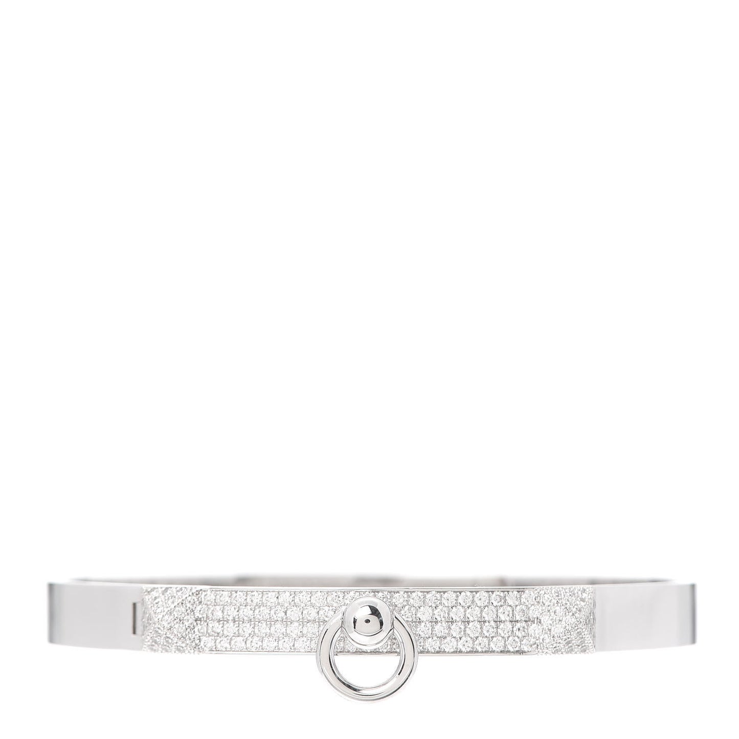 18K White Gold Pave Diamond PM Collier De Chien Bracelet SH
