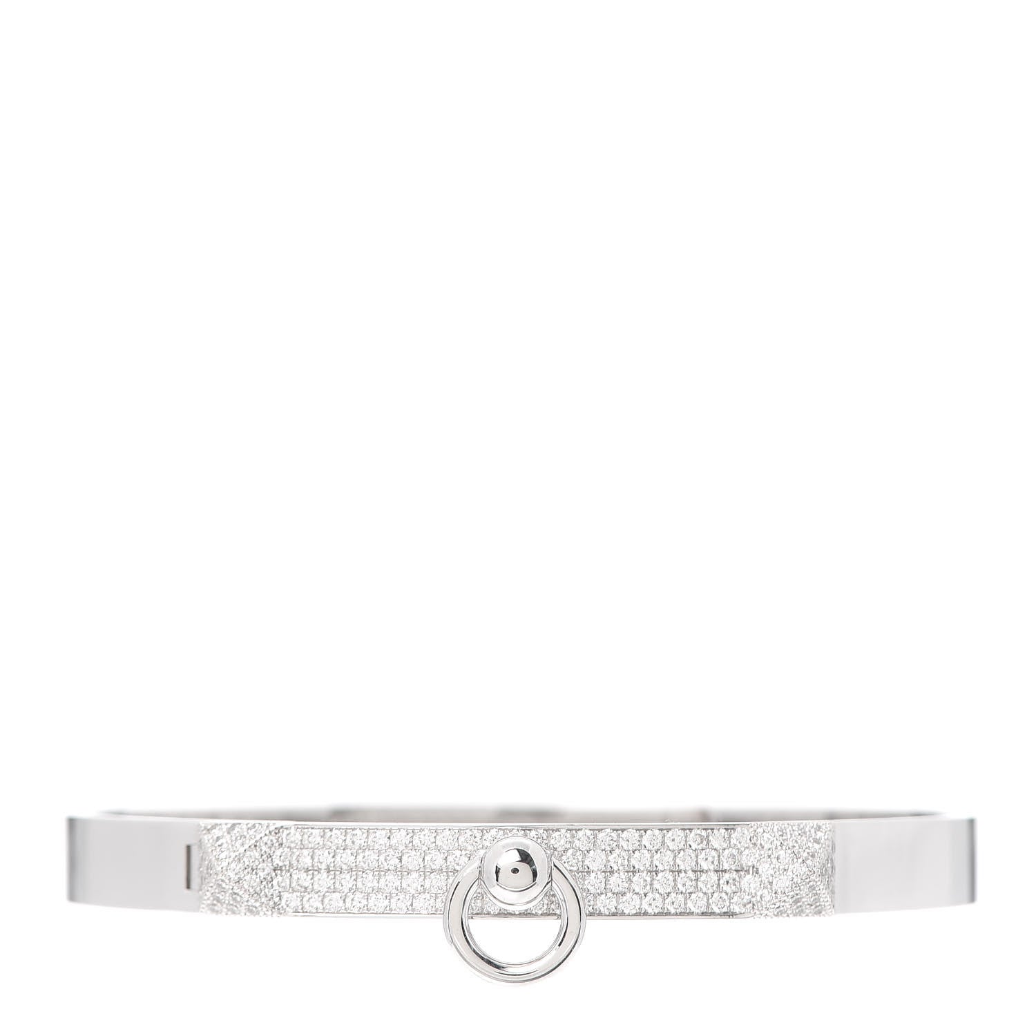 Hermes 18K White Gold Pave Diamond PM Collier De Chien Bracelet SH 1 of 4