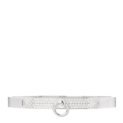 Hermes 18K White Gold Pave Diamond PM Collier De Chien Bracelet SH 1 of 4