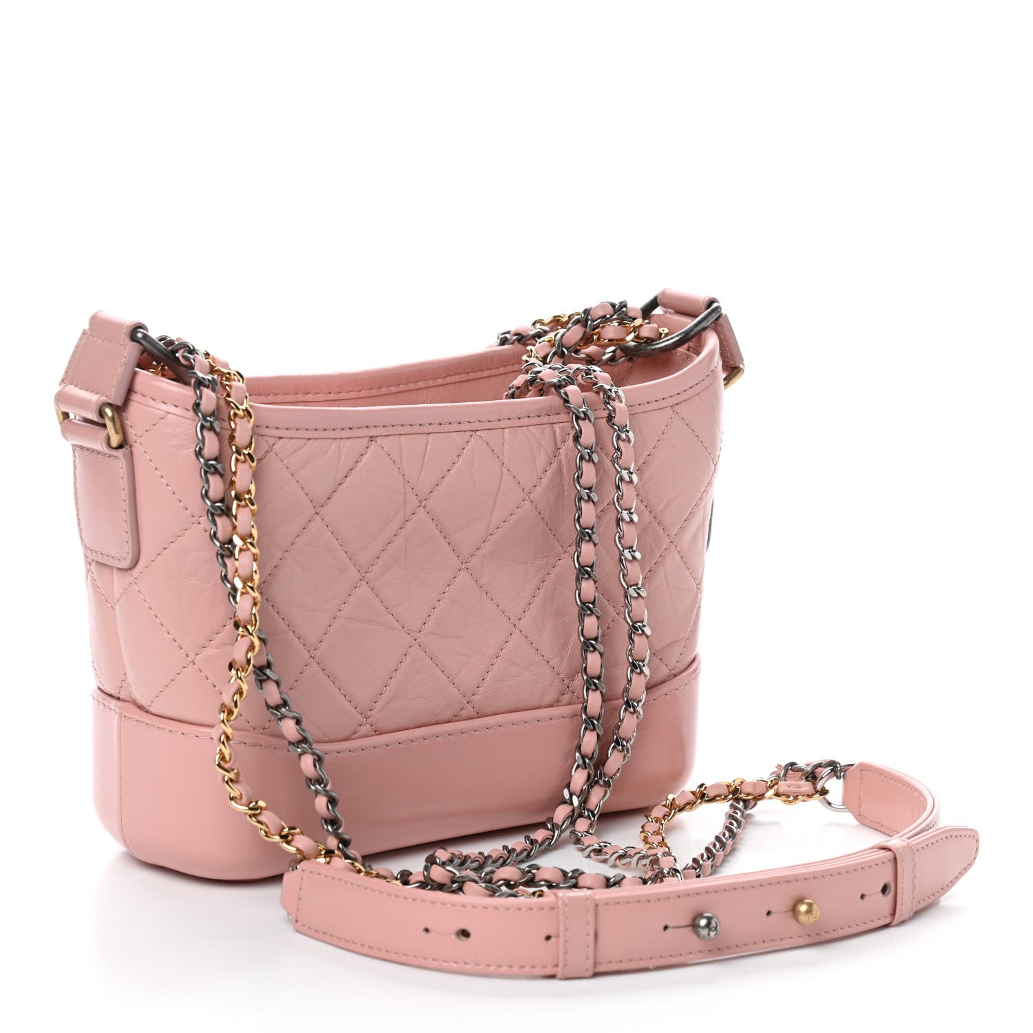 Chanel Aged Calfskin Quilted Small Gabrielle Hobo Pink 3 of 11