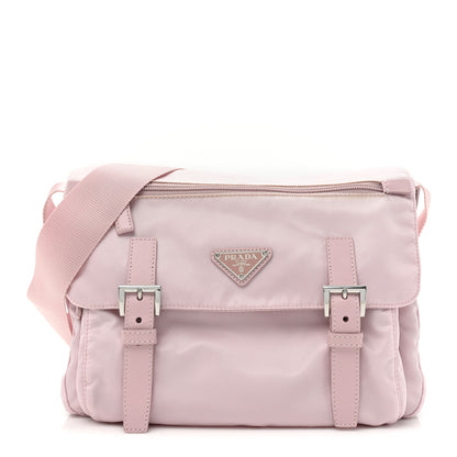 Prada Re-Nylon Vela Saffiano Pocket Double Buckle Messenger Shoulder Bag Alabastro 1 of 10