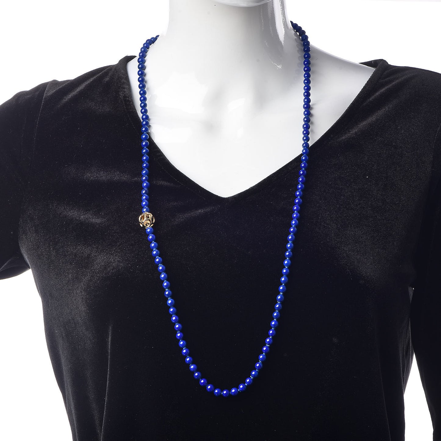 18K Yellow Gold Lapis Lazuli 6mm Bead Necklace