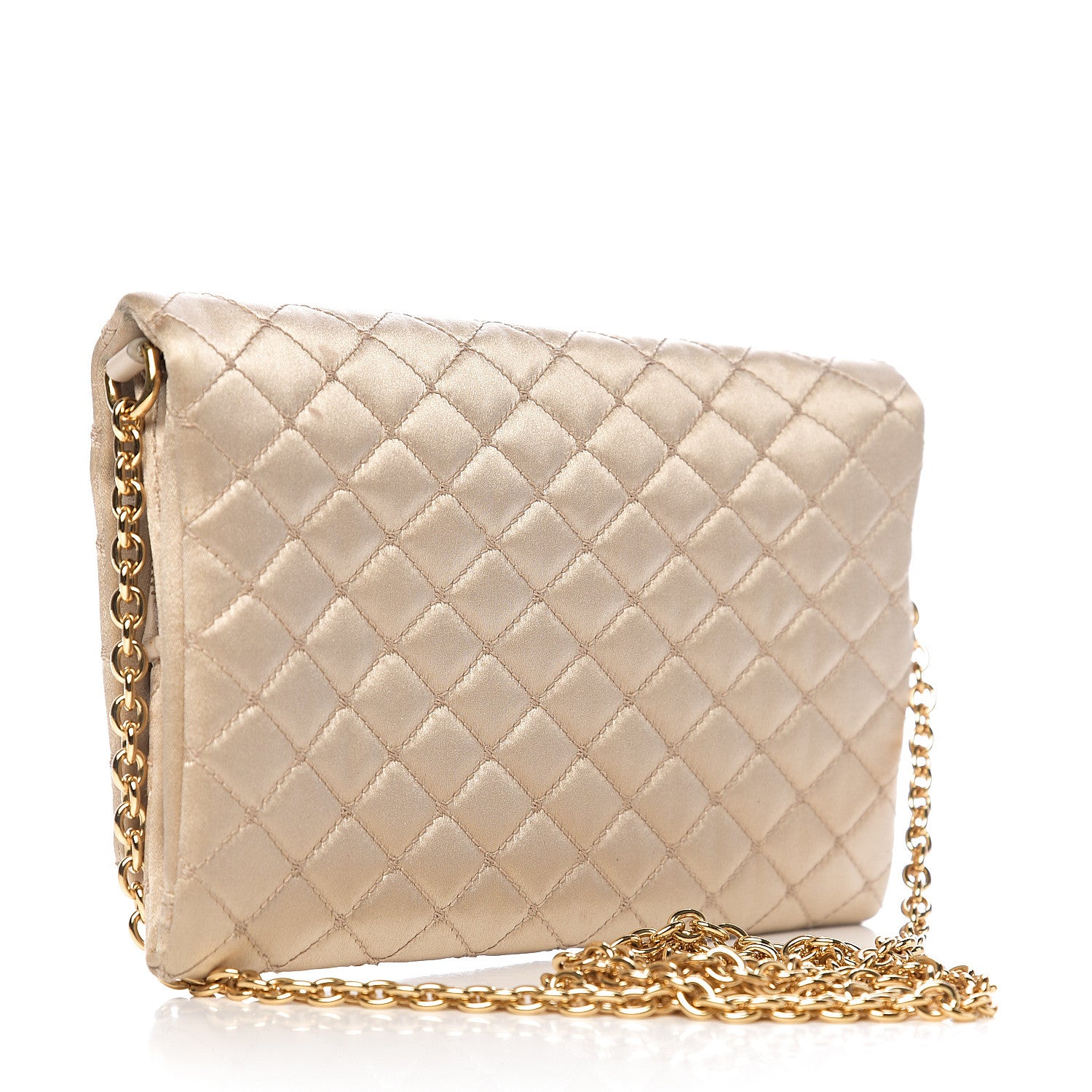 Dolce & Gabbana Satin Quilted Chain Clutch Light Gold 2 of 9