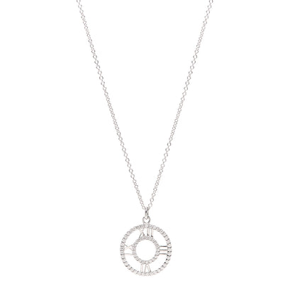 Tiffany 18K White Gold Diamond Small Atlas Open Pave Pendant Necklace 1 of 6