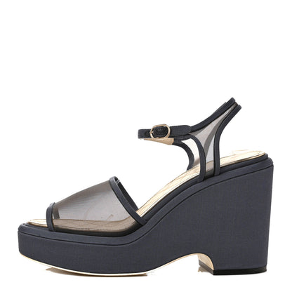 Chanel Mesh Wedge Sandals 41 Grey 1 of 11