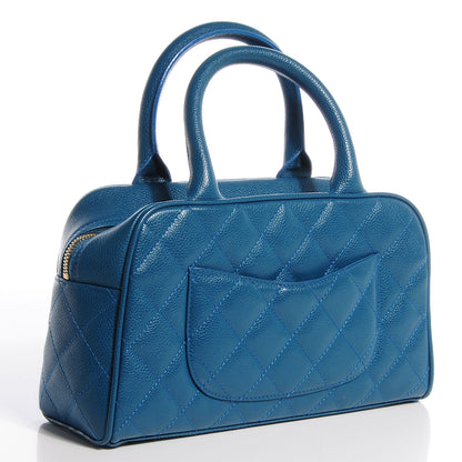 Chanel Caviar Quilted Small Bowler Blue 3 of 6