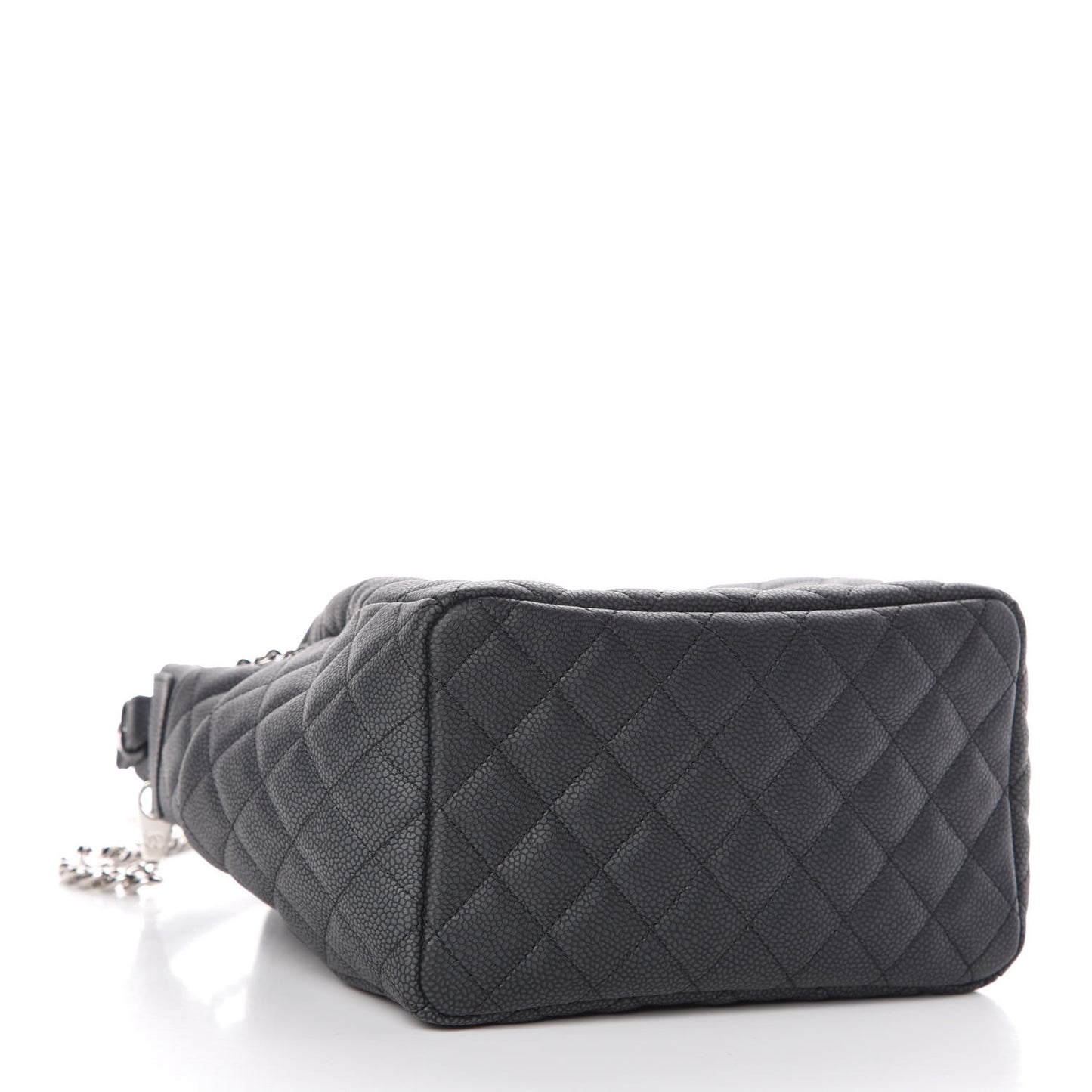 Grained Calfskin Quilted Small Chain Bucket Bag Grey