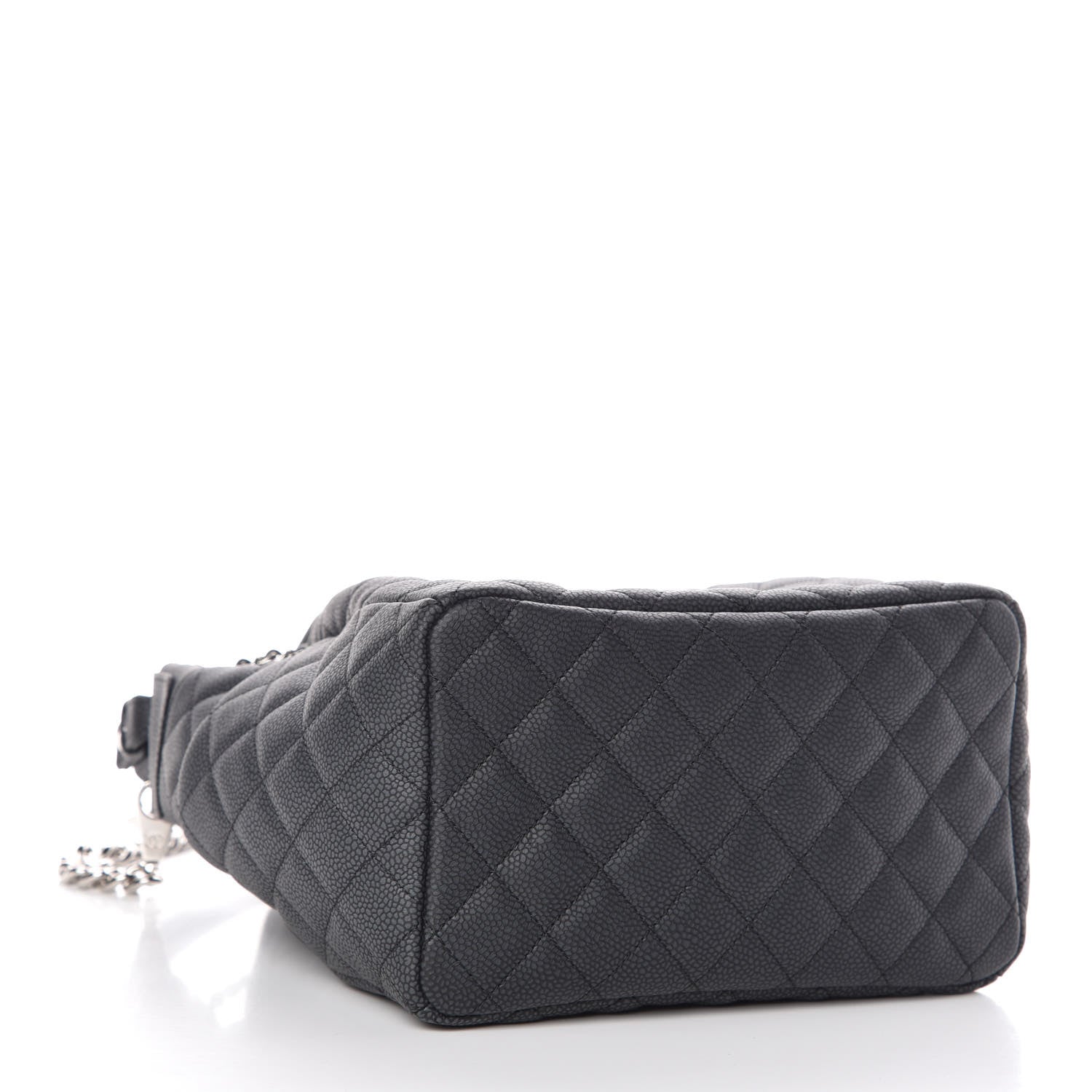 Chanel Grained Calfskin Quilted Small Chain Bucket Bag Grey 4 of 10
