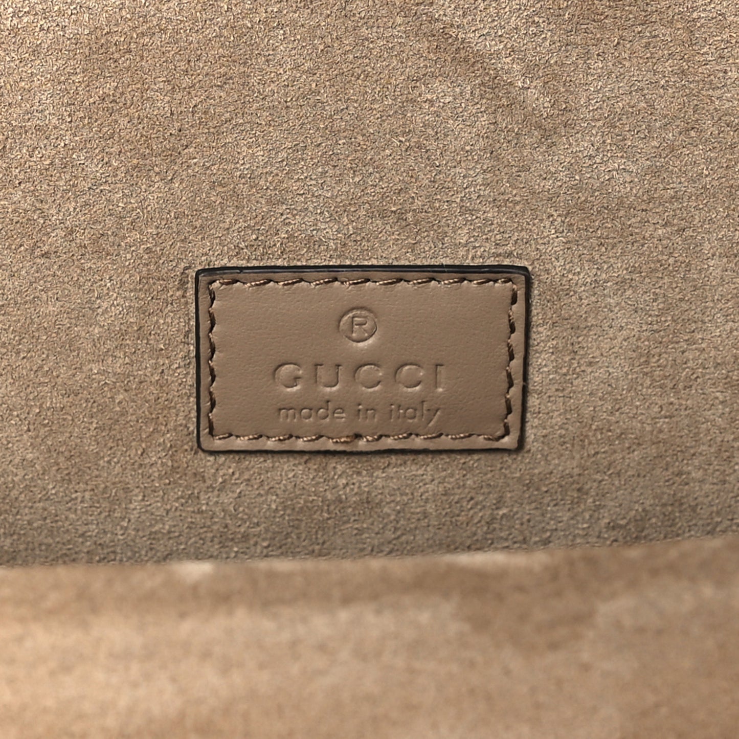 GG Supreme Monogram Suede Crystal Small Dionysus Shoulder Bag Beige Ebony Taupe